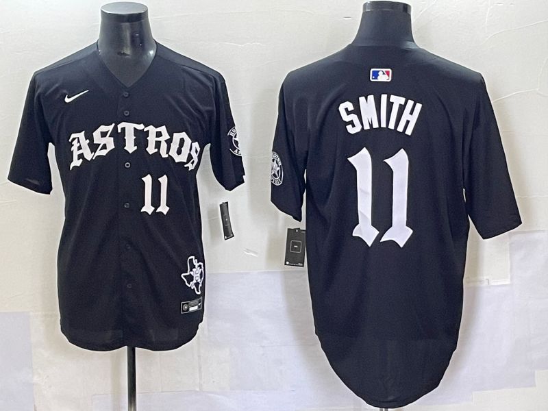 Men 2025 Houston Astros 11 Smith Black Seven generations Joint Name Nike MLB Jersey style 7048